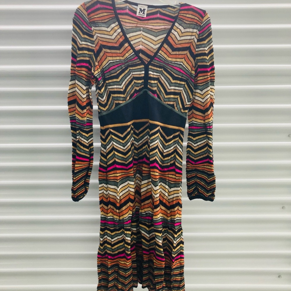 Missoni Vibrant Chevron Long Sleeve Dress